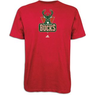 adidas NBA Primary Logo T Shirt   Mens   Basketball   Clothing   Milwaukee Bucks   Red