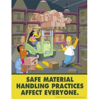 Simpsons Material Handling Safety Poster   Safe Material Handling Practices Affect Everyone Industrial Warning Signs