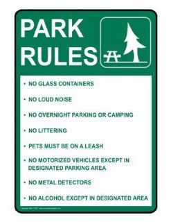 Park Rules Sign NHE 17267 Parks / Camping  Business And Store Signs 