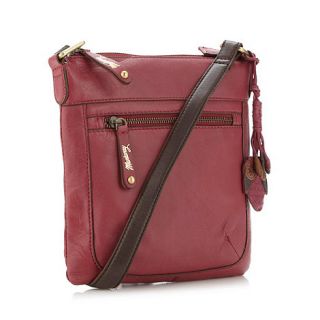 Mantaray Dark pink leather stitched pocket cross body bag
