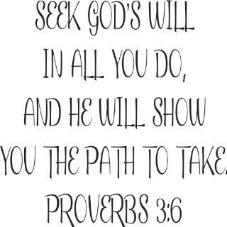Bible Verse Wall Decals Proverbs 36 Decal Seek God's Will Religious Wall Quotes   Prints