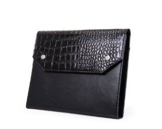 Deluxe Leather Conference Folio with Croc Pattern, for iPad Mini and Letter Size Paper, Black Computers & Accessories