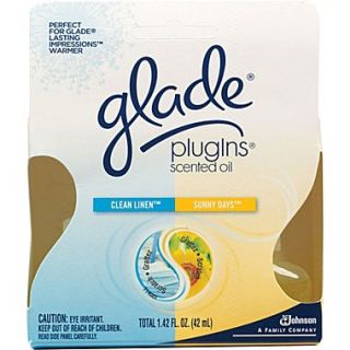 Glade PlugIns Scented Oil Warmer Refill, Linen & Sunny Days, 2/Pack