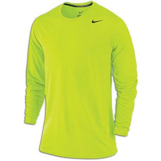 Nike Legend Dri FIT L/S T Shirt   Mens   Training   Clothing   Volt/Carbon Heather/Matte Silver