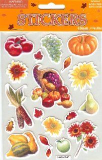 Autumn Fall Harvest Flowers and Fruit Scrapbook Stickers