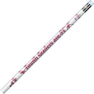 Moon Products Woodcase Pencil, HB Soft, No. 2 Lead, White Barrel, Fourth Graders Are #1, 12/Pack