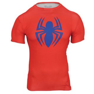 Under Armour Super Hero Logo S/S Compression Top   Mens   Training   Clothing   Red/Royal
