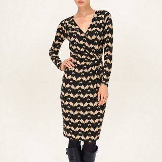 Phase Eight Charcoal and Camel hearts print wrap dress
