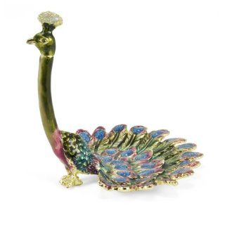 Welforth Peacock Enameled Pewter Ring/Jewelry Holder   Jewelry Organizers