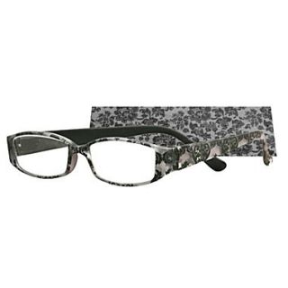 Peeperspecs Luxe Black/White Reading Glasses, +2.00