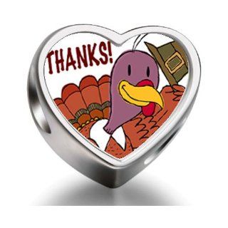 Soufeel 925 Sterling Silver Turkey Giving Thanks Heart Photo European Charms Fit Pandora Bracelets Bead Charms Jewelry