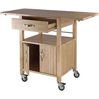 Winsome Wood Double Drop Leaf Kitchen Cart With 1 Drawer, Cabinet and Shelf, Beech