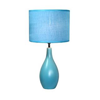 Simple Designs Oval Base Ceramic Table Lamp, Blue Finish