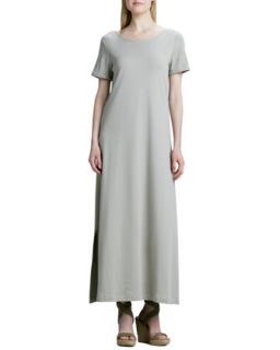 Long Cotton A line Dress, Womens   Joan Vass   Black (2X (18/20W))