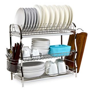 Racks,Silver Stainless Steel Dish Rack Cutting Board Rack Cup Holder