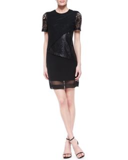 Womens Silk & Lace Illusion Overlay Dress   Robert Rodriguez   Black (4)