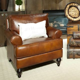 Elements Braxton Top Grain Leather Club Chair   Rustic   Leather Club Chairs