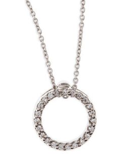 18k White XS Diamond Circle Pendant Necklace   Roberto Coin   Silver (18k )
