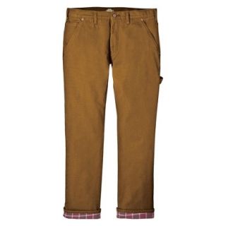 Dickies Mens Relaxed Straight Fit Flannel Lined Carpenter Jean   Brown Duck