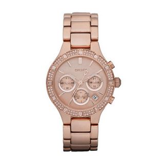 DKNY Ladies rose stone bezel watch