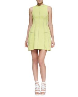 Womens Brocade Dress with Cutout Insets   Rebecca Taylor   Chartreuse (8)