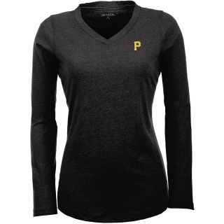 Antigua Pittsburgh Pirates Womens Flip Long Sleeve V neck T Shirt   Size
