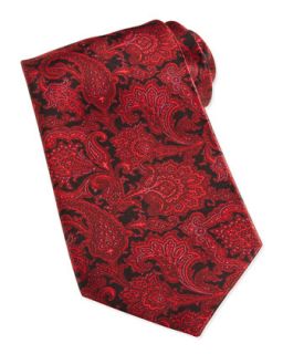 Mens Paisley Print Woven Silk Tie, Red   Stefano Ricci   Red 8
