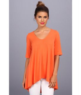Nally & Millie Half Sleeve High Low Tunic w/ Shirred Back Detail Womens T Shirt (Orange)