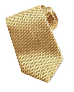 Mens Textured Check & Dot Silk Tie, Yellow   Ermenegildo Zegna   Yellow