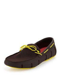 Mens Braided Bow Water Resistant Loafer, Black/Yellow   Swims   Yellow (6)