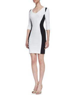 Womens Bicolor Ponte Dress   Just Cavalli   White/Black (MEDIUM)