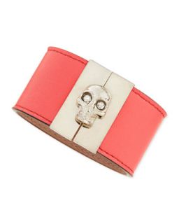 Skull Clasp Leather Cuff, Pink   Alexander McQueen   Pink