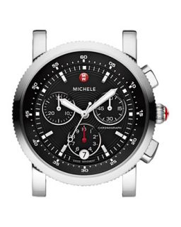 Sport Sail Stainless Watch Head, Black   MICHELE   Silver