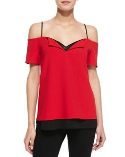 Womens Louise Off The Shoulder Combo Top, Red/Black   Cooper & Ella   Red