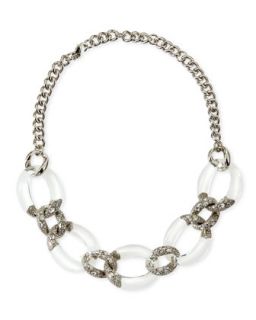 Five Link Crystal Lucite Necklace, Clear   Alexis Bittar   Clear