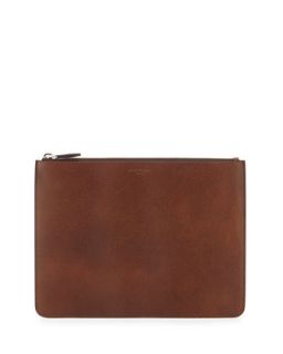 Mens Large Pony Embossed Leather Pouch, Brown   Givenchy   Brown (LARGE )