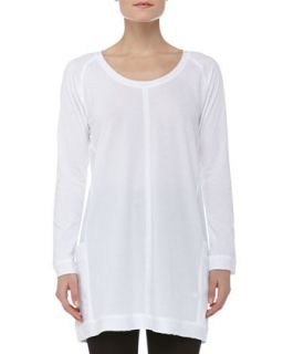 Womens Long Sleeve Soft Jersey Sleepshirt, White   Donna Karan   White (MEDIUM)
