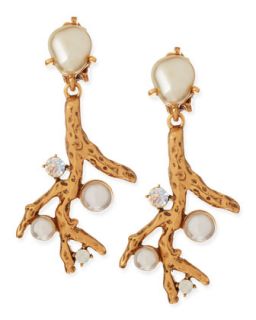 Pearly Branch Clip Earrings   Oscar de la Renta   Pearl