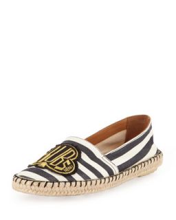 Clubs Striped Canvas Espadrille Flat, Black/White   MARC by Marc Jacobs  