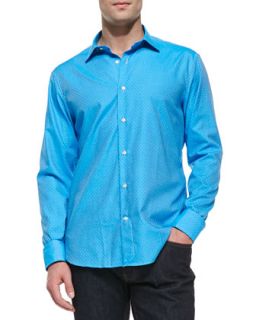 Mens Square Dot Button Down Shirt, Light Blue   Culturata   Light blue (MEDIUM)