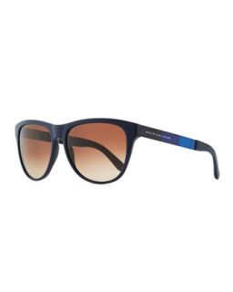 Plastic Round Bottom Rectangle Sunglasses, Blue/Brown   Marc by Marc Jacobs  