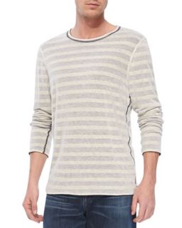 Mens Reversible Long Sleeve Striped Tee   7 For All Mankind   Ecru (LARGE)