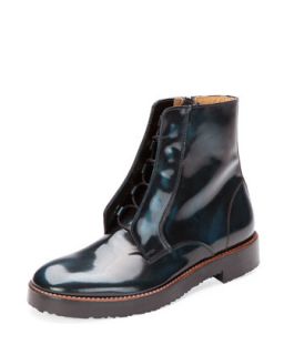 Brushed Leather Ankle Boot, Blue   Maison Martin Margiela   Blue (38.5B/8.5B)