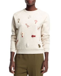 Womens Embroidered Novelty Applique Sweatshirt, Natural   Stella McCartney  