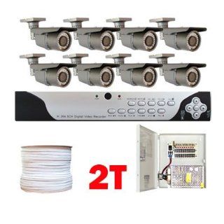 Complete Professional 8 Channel Real Time H.264 (2TB HD) DVR CCTV Outdoor Security Camera Surveillance System Package with 8 Pack 1/3" Exview HAD CCD II with Effio E DSP Devices, 700 TV lines, 2.8~12mm Varifocal Lens, 42pcs IR LED, 115 ft IR Distance 