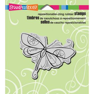 Stampendous Cling Rubber Stamp 3.5inx4in Sheet penpattern Dragonfly