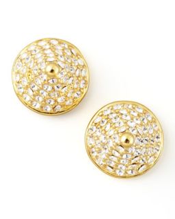 Pave Crystal Cone Stud Earrings, Yellow Gold   Eddie Borgo   Gold