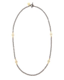 Short Gold Station Cable Chain Necklace, 18L   Armenta   Gold