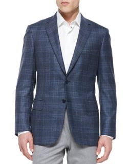 Mens Plaid Jacket with Contrast Deco, Blue/Red   Brioni   Red (50R)