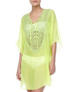 Womens Florence Silk Coverup   Miguelina   Neon yellow (SMALL)